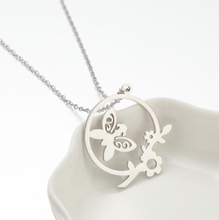 2025 New Stainless Steel Spring Butterfly Fairy Simple Luxury Insect Pendant Collarbone Chain French Cross-Border Accessories