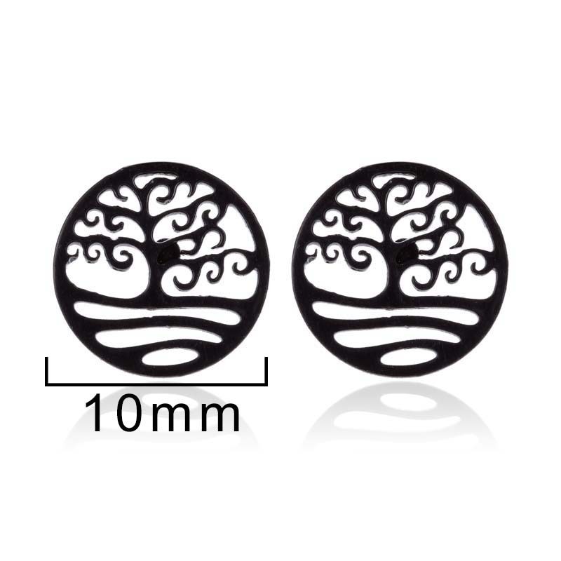 INS Earrings Korean Niche Design Simple Stainless Steel Plant Life Tree Ear Bone Stud Cross-Border Hollow Earrings