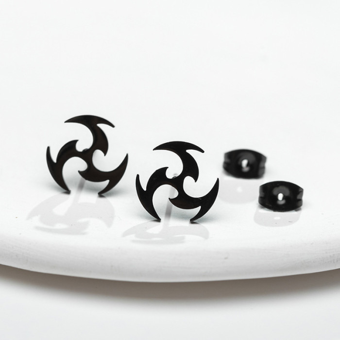 New Style Fire Whirlwind Women's Earrings Ins Fashion Stainless Steel Rotating Geometric Ear Bone Stud Wholesale