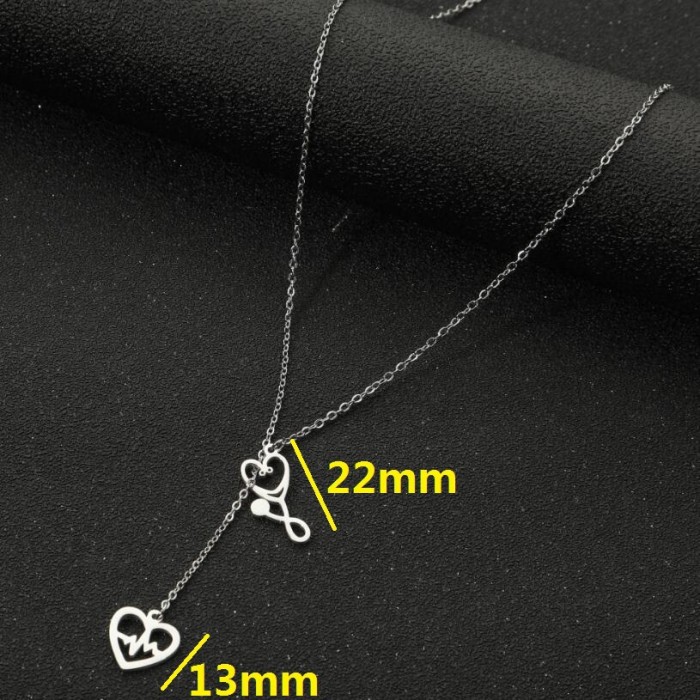 18K Gold Vintage Korean Fashion Simple Geometric Heart Star Necklace Eight Characters Wine Bottle Neck Chain Jewelry...