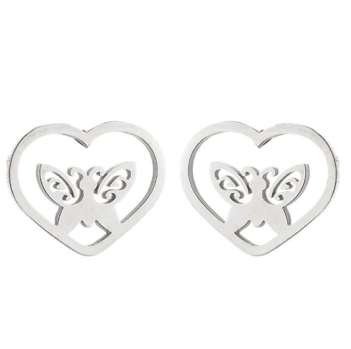 Shuangshuo Stainless Steel Butterfly Earrings for Women, Fresh Hollow Design, Korean Style, Wholesale Small Items Fro...