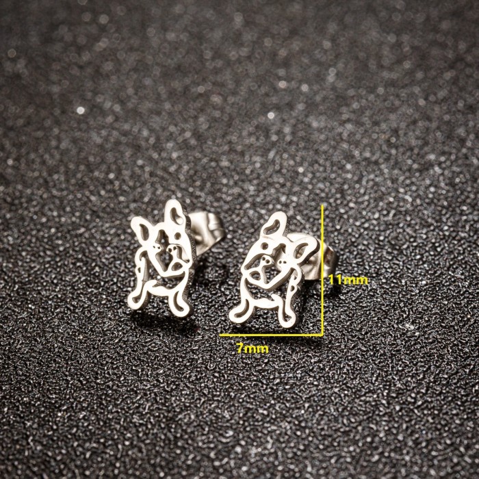 Fashion Retro Pug Earrings Personality Stainless Steel Bulldog Animal Stud Earrings AliExpress Wish