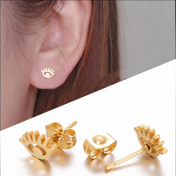 Devil's Eye Earrings Ins Female Personality Stainless Steel New Fashion Eye Pattern Niche Ear Bone Studs
