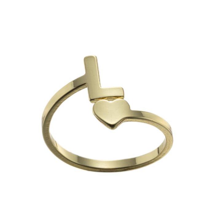 New Letter Open Ring for Women, European and American Simple Fashion Couple Rings, Heart Vintage Rings for Girls, Wholesale