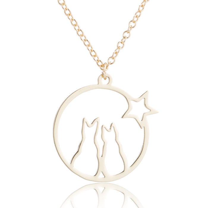 Minimalist Animal Stainless Steel Necklace Ins Style Small Cat Pet Necklace for Women Unique Design Clavicle Chain Wholesale