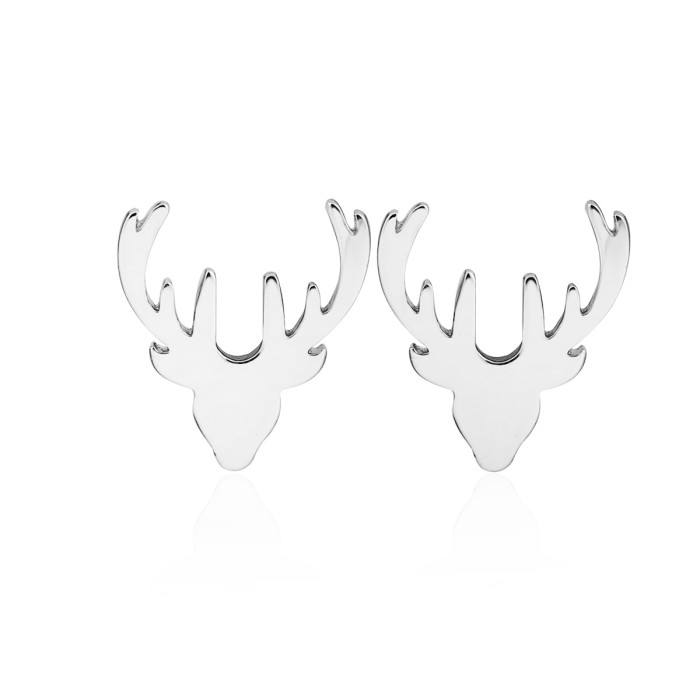 Cute Deer Small Animal Earrings Ins Fashion Christmas Tree Snowflake Snowman Ear Bone Studs Wholesale