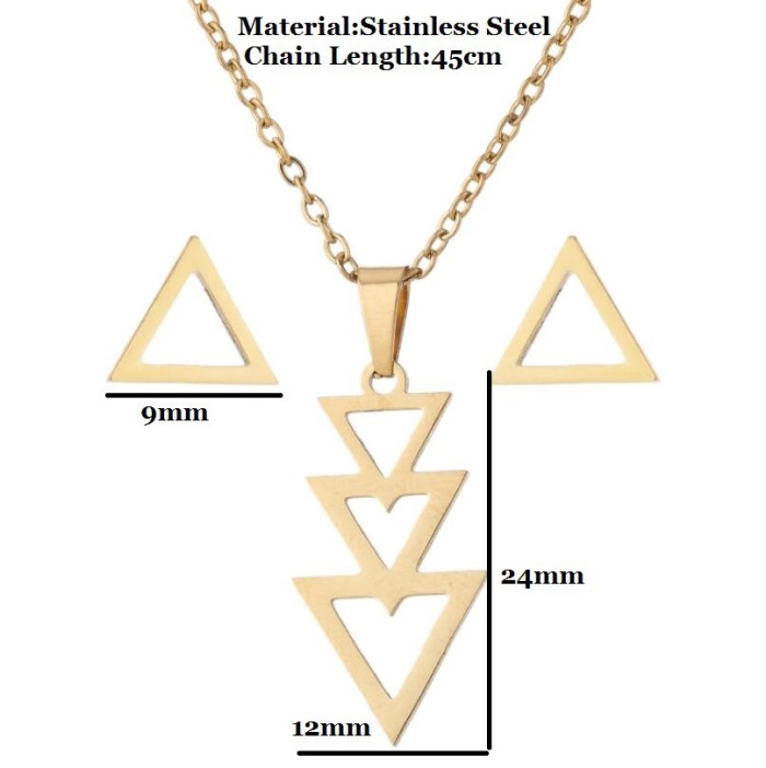 New Stainless Steel Geometric Earrings European and American Fashion Heart Star Moon Small Animal Galloping Horse Collarbone Chain Set