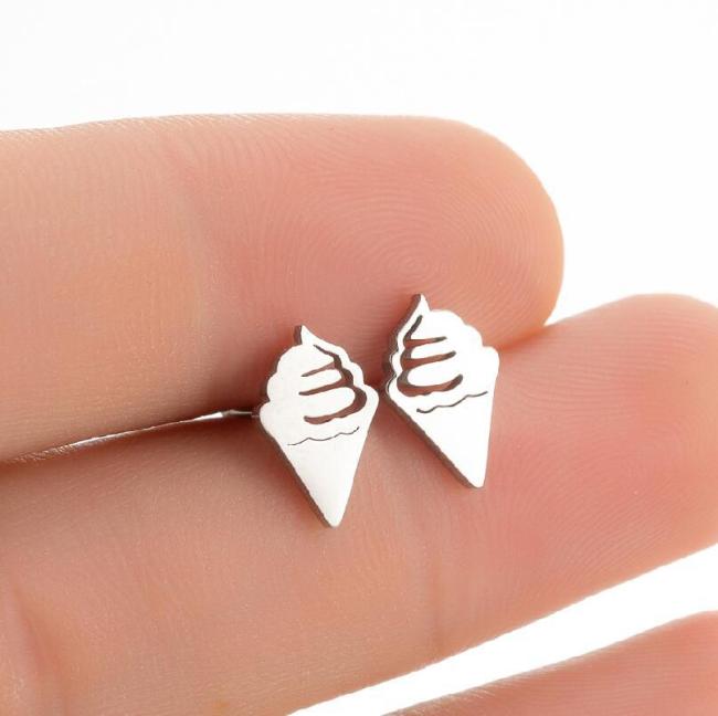Unique Ice Cream Cone Earrings Ins Style for Women Summer New Fashionable Versatile Elegant Simulated Earrings
