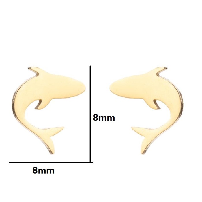 European and American New Cross-Border Small Earrings for Women Simple Animal Earrings Bee Dolphin Earrings Electroplated Korean Style Earrings Wholesale