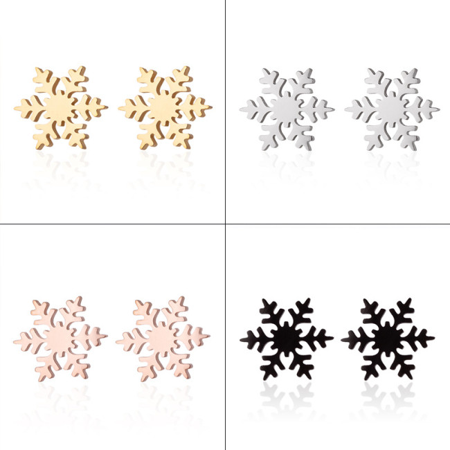 Vintage Hong Kong Style Earrings Ins Fashion Korean New Style Female Temperament Winter Snowflake Christmas Ear Bone...