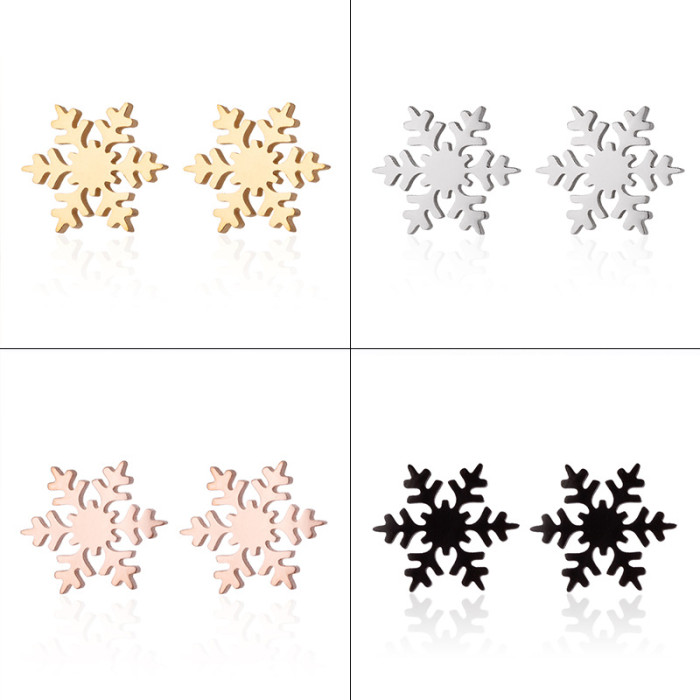 Vintage Hong Kong Style Earrings Ins Fashion Korean New Style Female Temperament Winter Snowflake Christmas Ear Bone...
