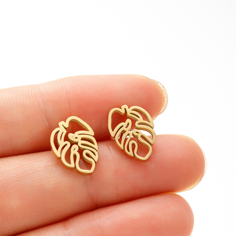 Japanese and Korean Retro Bohemian Style Earrings for Women New Large Tree Leaf Earrings European and American Cross-Border Wholesale Earrings
