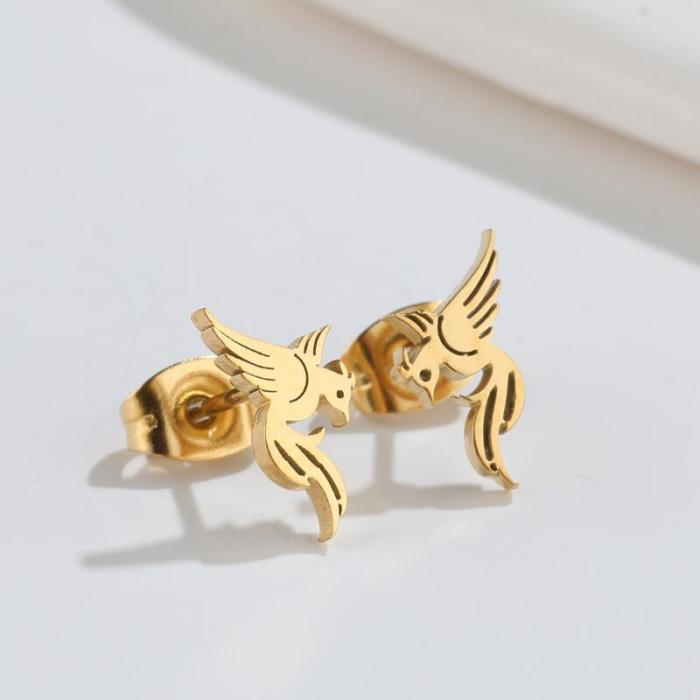 Amazon New Animal Earrings Retro Ins Style 18K Gold Cute Ghost Dinosaur Giraffe Earrings