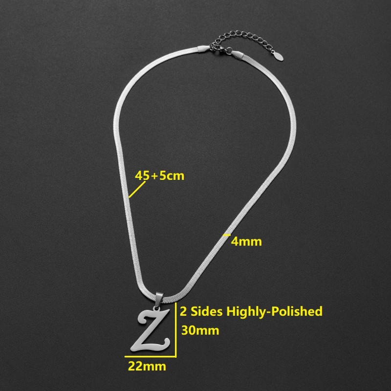 Cross-Border Personalized Fashion 26 English Alphabet Pendant Necklace for Women Versatile Stainless Steel Lucky Letter Accessories Wholesale