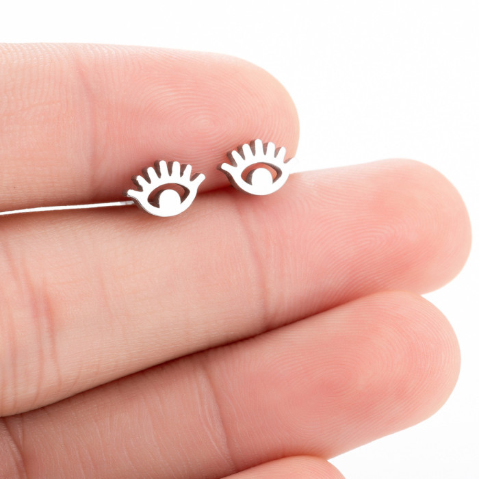 Devil's Eye Earrings Ins Female Personality Stainless Steel New Fashion Eye Pattern Niche Ear Bone Studs