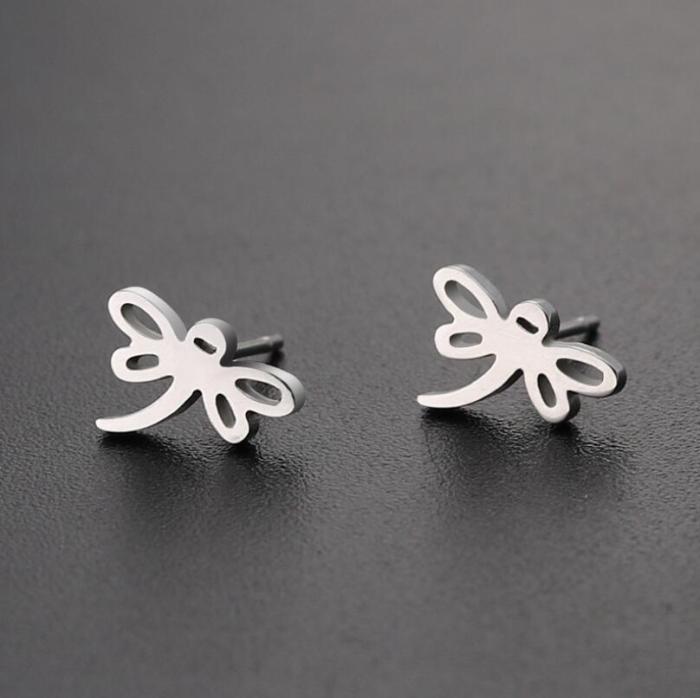 Japanese and Korean Style Dragonfly Earrings for Women, Small and Cute, Forest Style, Simple Earrings, Fashionable Animal New Accessories Wholesale