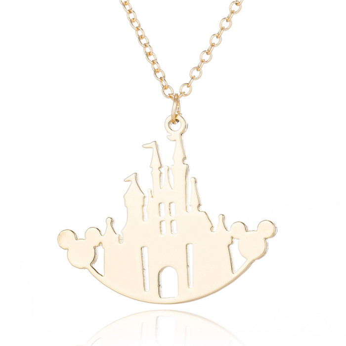 Style Stainless Steel Mickey Mouse Necklace Hollow Fashion Mickey Mouse Animal Collarbone Chain Women's Foreign Trade...