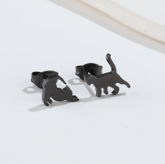 Foreign Trade Cross-Border New Fashion Simple Cute Small Animal Earrings Ins Cat Rabbit Piercing Earrings