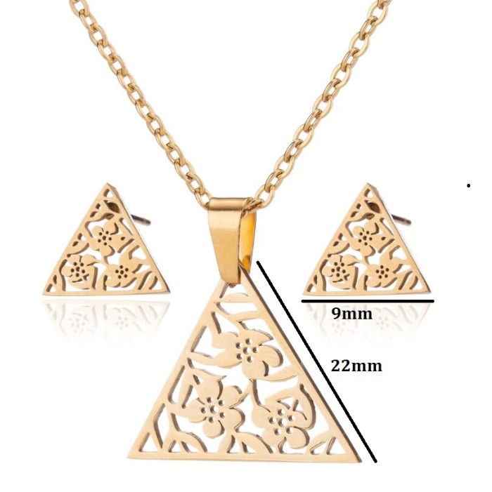 Style Fashion Simple Football Volleyball Feather Flower Animal Pendant Stainless Steel Earrings Necklace Three-Piece...
