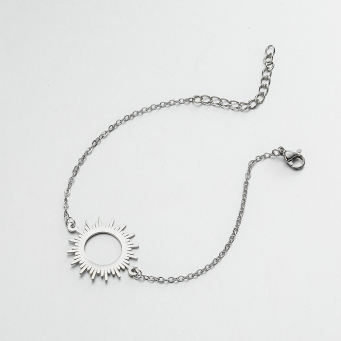 Fashion Geometric Round Pendant Bracelet for Women, Fresh Forest Style Creative Sunflower Bracelet, Elegant Light Luxury Jewelry