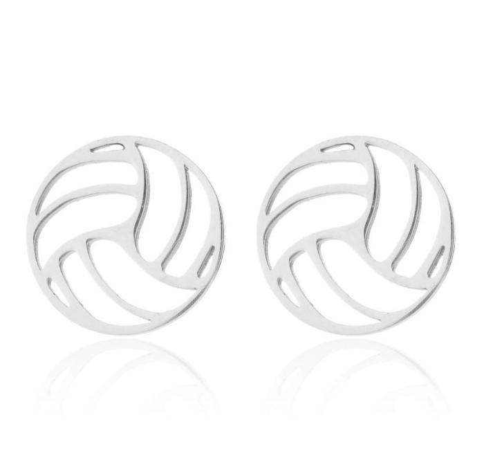 Men's Sports Series Volleyball Earrings European and American Style Geometric Round Earrings Cross-Border Trade Accessories Wholesale