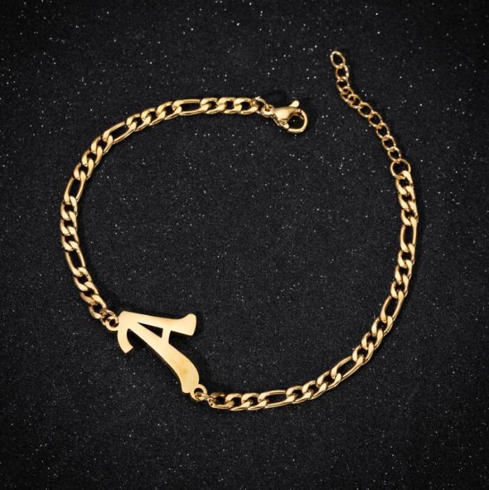 Cross-Border Foreign Trade New Pendant Fashion Bracelet English Letter Couple Bracelet Female European and American Best Friend Metal Bracelet