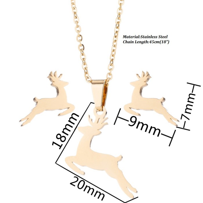 Women's New Personalized Stainless Steel Animal Series Necklace Earrings Fashion Simple Jewelry Set Wholesale