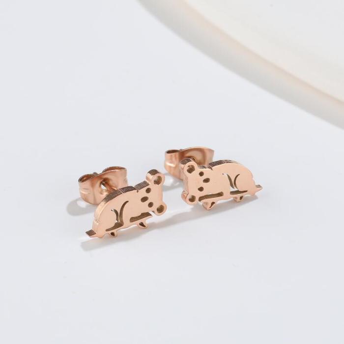 Foreign Trade Cross-Border New Fashion Simple Cute Small Animal Earrings Ins Cat Rabbit Piercing Earrings