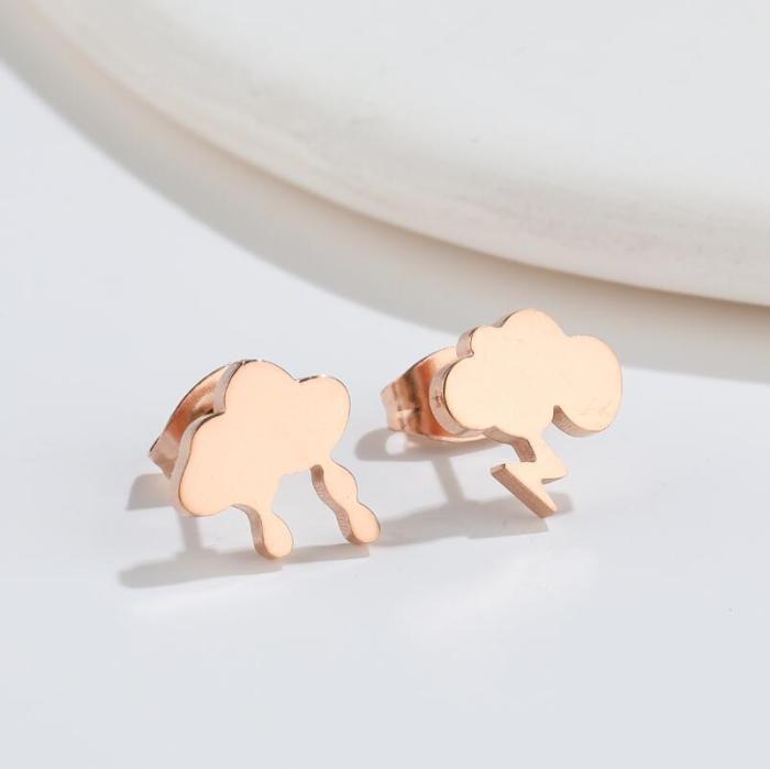 Korean Version Japanese Style Sweet New Geometric Simple Heart-Shaped Moon Earrings Asymmetric Key Lock Stud Earrings Wholesale