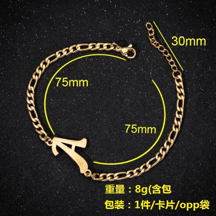 Cross-Border Foreign Trade New Pendant Fashion Bracelet English Letter Couple Bracelet Female European and American Best Friend Metal Bracelet