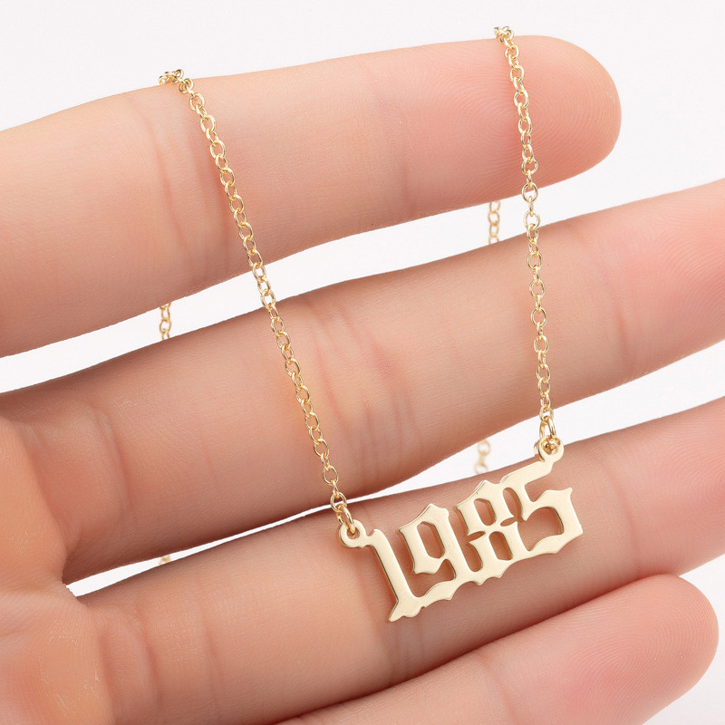 Women's Unique Stainless Steel Year Necklace 2025 Niche Cross-Border Digital Necklace Jewelry Trendy Birthday Accessories