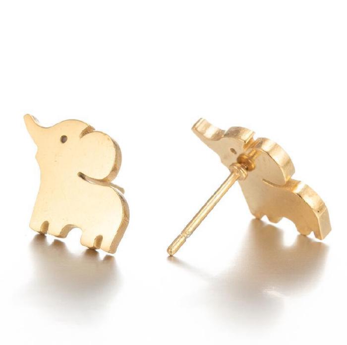 Metal Ins Style Small Animal Earrings New Fashion Earrings for Women Simple 18K Gold Cute Little Elephant Ear Jewelry