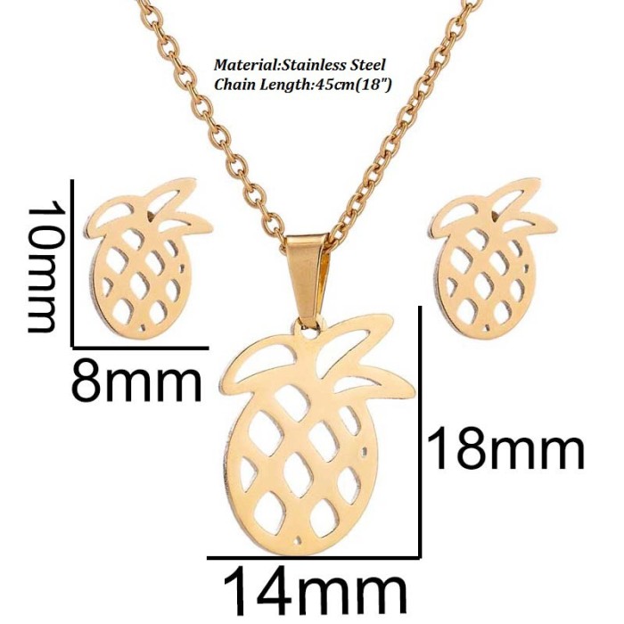 European and American Cross-Border New Rabbit Origami Crane Pendant Necklace Earrings Jewelry Set Vintage 18K Gold Plated Wholesale