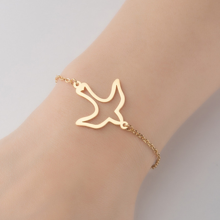European and American Cross-Border Cute Animal Bird Butterfly Moon Cat Couple Bracelet Non-Fading Bracelet Design Sense Niche Wholesale
