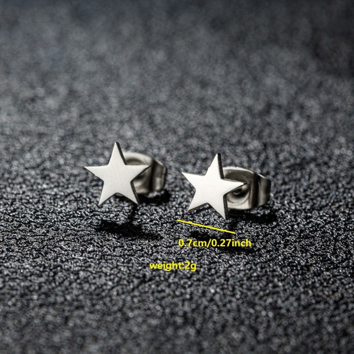 Japanese and Korean New Style Simple Stainless Steel Mini Five-Pointed Star Earrings Fashion Small Earrings Manufactu...
