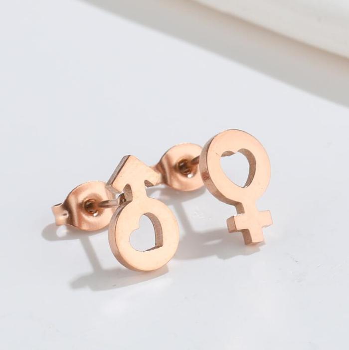 Korean Version Simple New Fashion Geometric Star Moon OK Gesture Earrings Ins Personality Unisex Symbol Ear Bone Studs