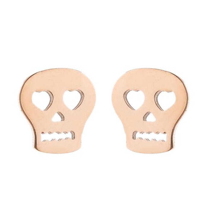 Skull Stud Earrings Vintage Style Stainless Steel Simple Halloween Earrings European and American Personality Small Accessories Wholesale Factory