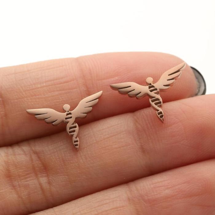 Hip-Hop Jewelry Stainless Steel Bear Deer Snake Bird Bee Cute Animal Series Earrings Ear Accessories