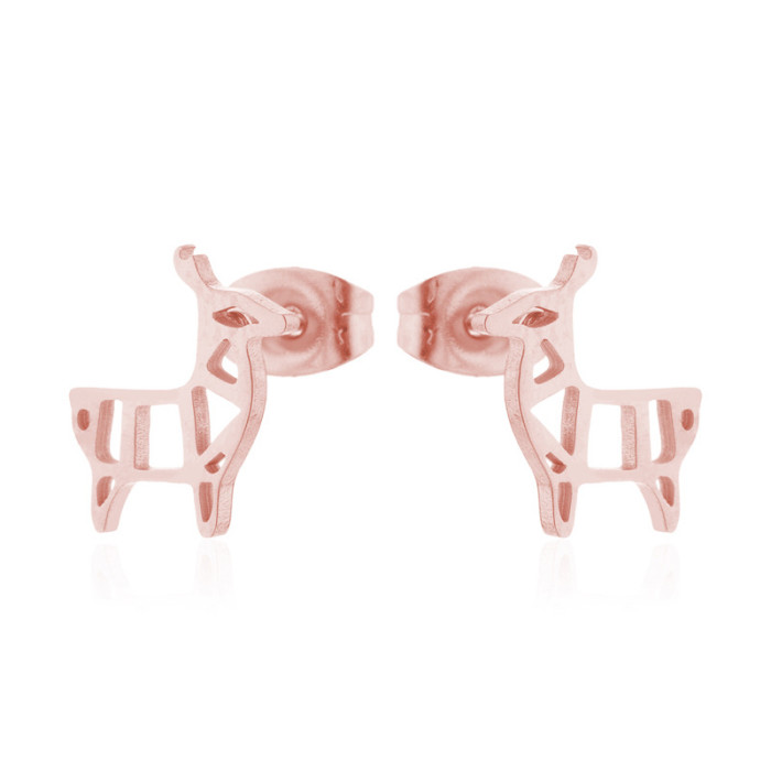 Cute Deer Small Animal Earrings Ins Fashion Christmas Tree Snowflake Snowman Ear Bone Studs Wholesale