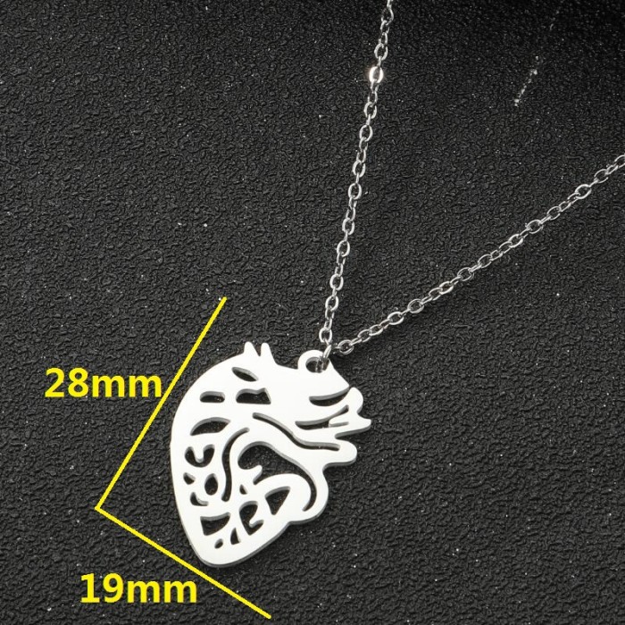 Minimalist 18K Gold Plated Hollow Heart Pattern Pendant Necklace Ins Creative Human Organ Clavicle Chain