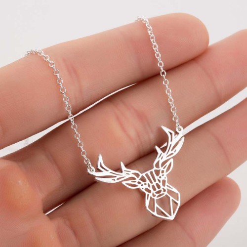 European and American INS Necklace New Stainless Steel Hollow Deer Antler Collarbone Chain for Women Niche Design Christmas Gift In Stock Wholesale
