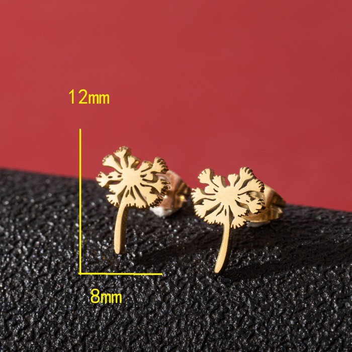 Japanese and Korean Style Mini Small Dandelion Earrings Ins Female Temperament Simple Stainless Steel Personality Flower Earrings Wholesale