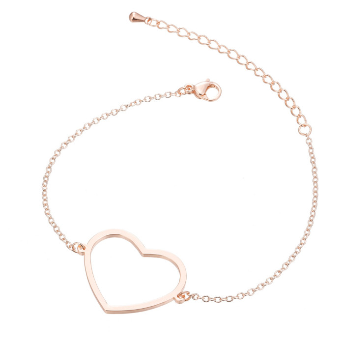 European and American New Style Jewelry Women's Simple Geometric Stainless Steel Hollow Mickey Head Star Double Heart Airplane Bracelet