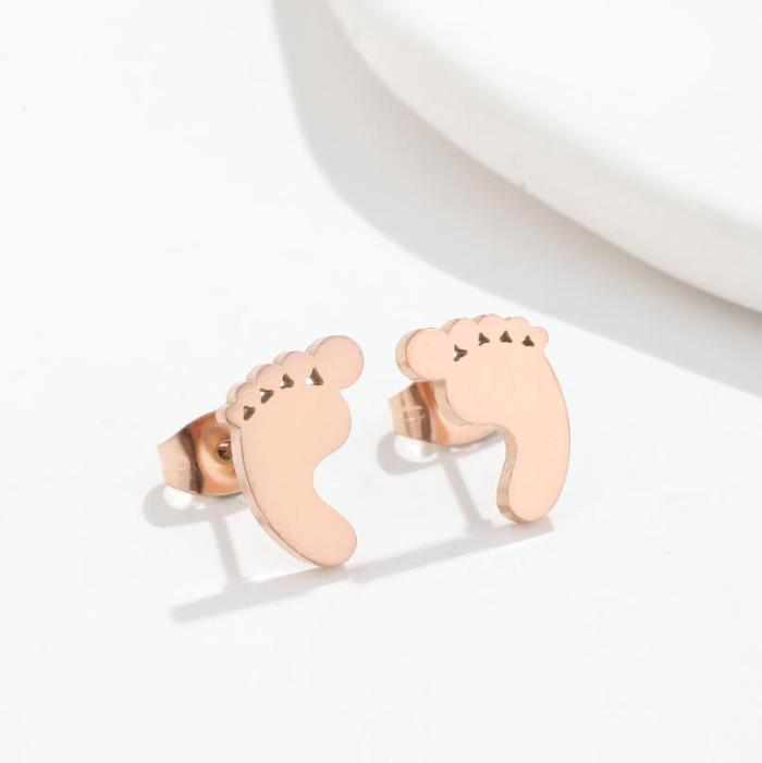 Ins Niche Design Cute Sweetheart Footprints Baby Footprints Foot Ear Studs Fashion Earrings
