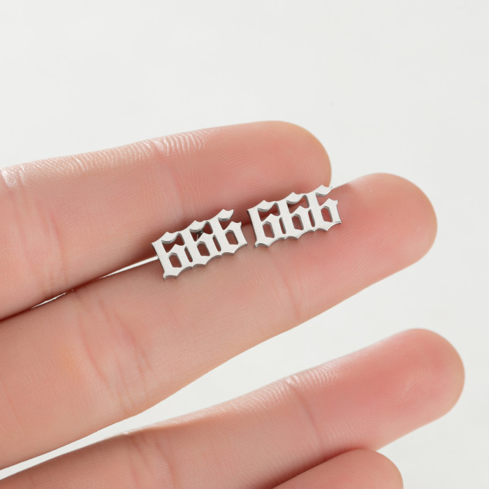 New Product Stainless Steel Fashion Personality Number Combination 111-999 Earrings for Women Simple Mini Ear Jewelry