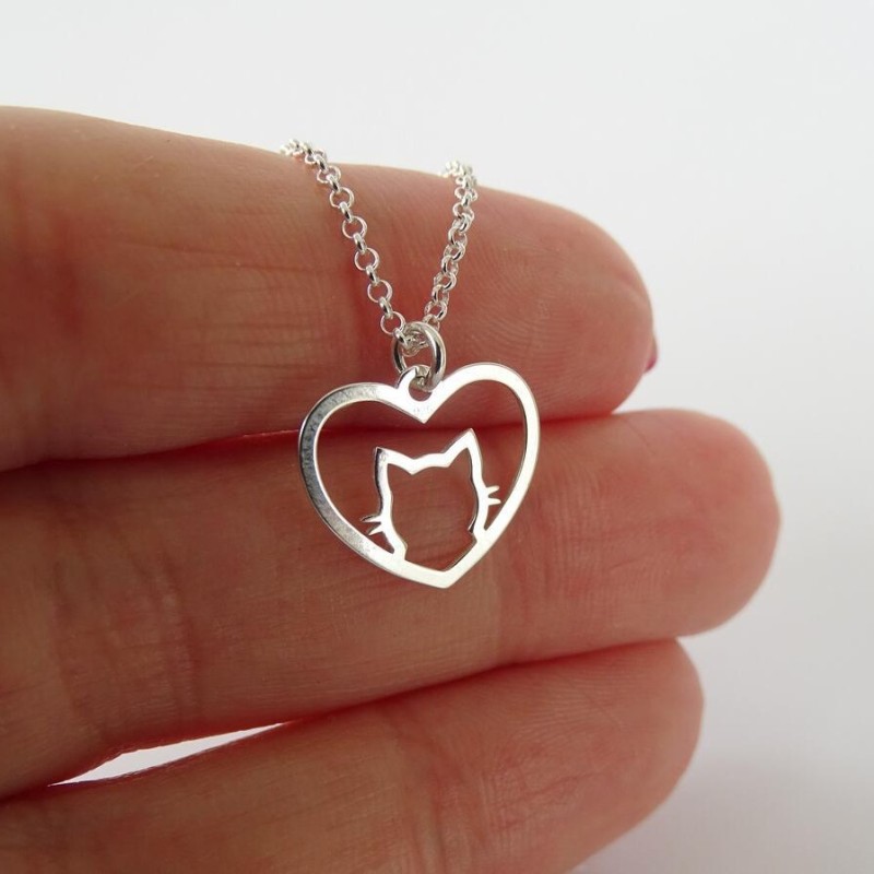 Japanese and Korean Girl Series Cat Stainless Steel Pendant Necklace Cute Small Animal Collarbone Chain Cross-Border Accessories In Stock Wholesale