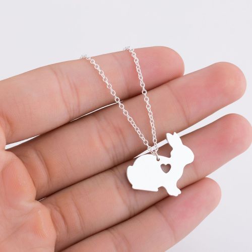 New Cross-Border Trendy Animal Rabbit Necklace Mini Cute Pendant Hollow Heart Jewelry Wholesale for Girls