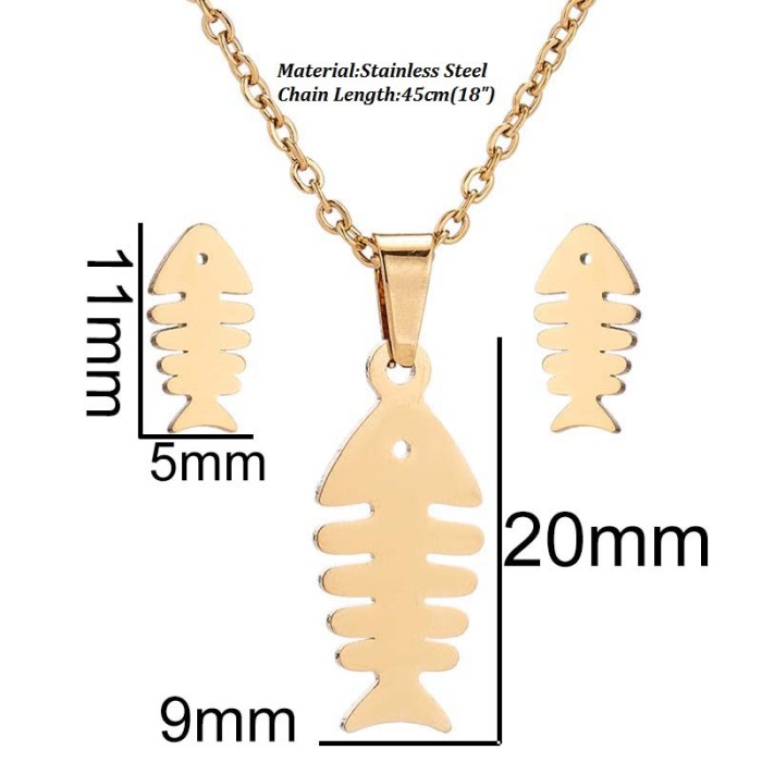 European and American Cross-Border New Rabbit Origami Crane Pendant Necklace Earrings Jewelry Set Vintage 18K Gold Plated Wholesale