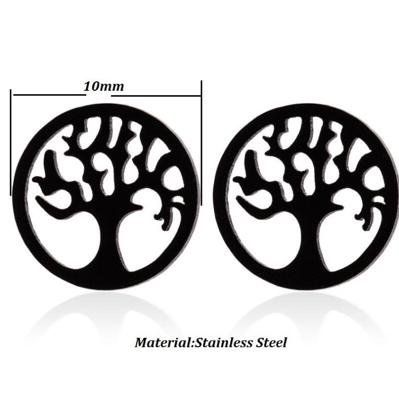 Geometric Round Simple Wishing Tree New Earrings Fashion Life Tree Vintage Plant Ear Bone Studs Ins Wholesale