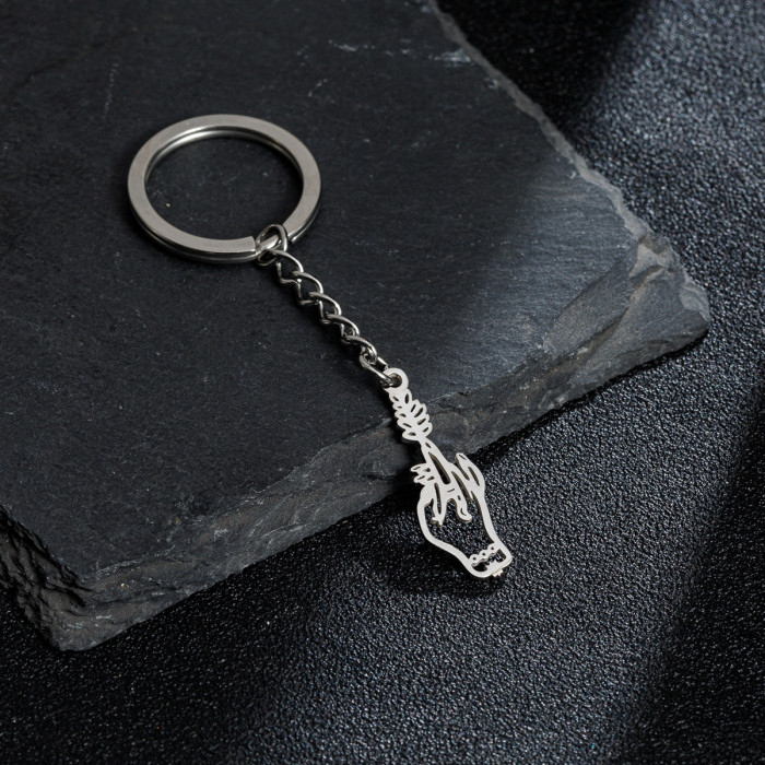 Wholesale Personalized Stainless Steel Jewelry Heart Finger Love Pendant Keychain Korean Simple Backpack Pendant In Stock